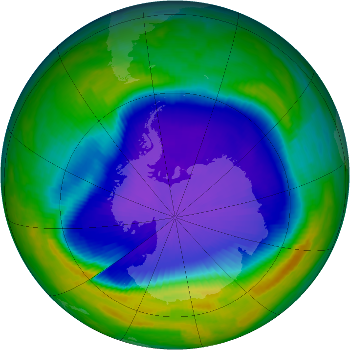 Antarctic ozone map for 09 October 1997